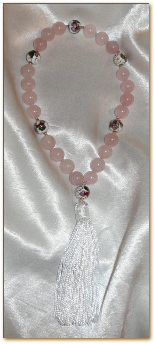 Rose Quartz and Cloisonne Mala 27 beads