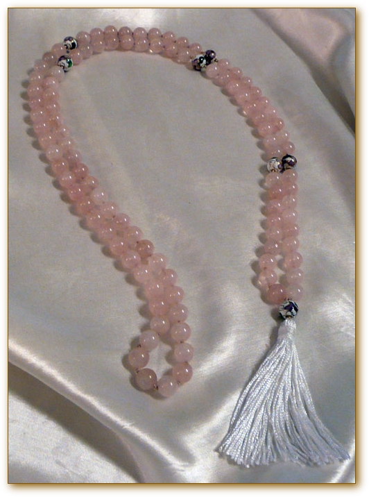 Rose Quartz Mala with Cloisonne 108 Beads